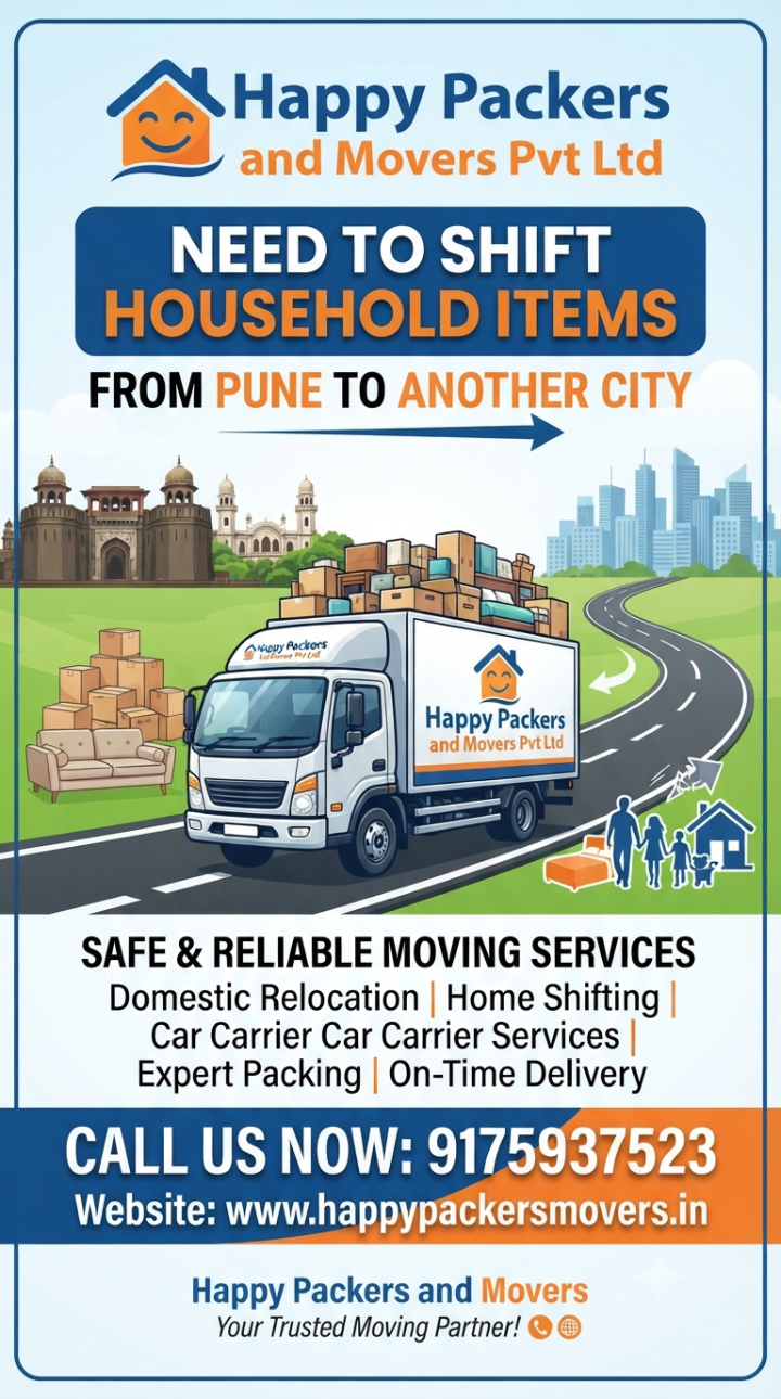 Need to shift household items from pune to another city